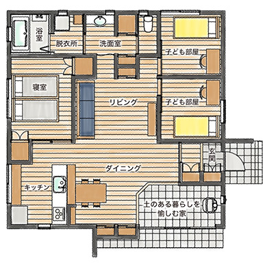 PLAN.2 住みながらう土間のある平屋