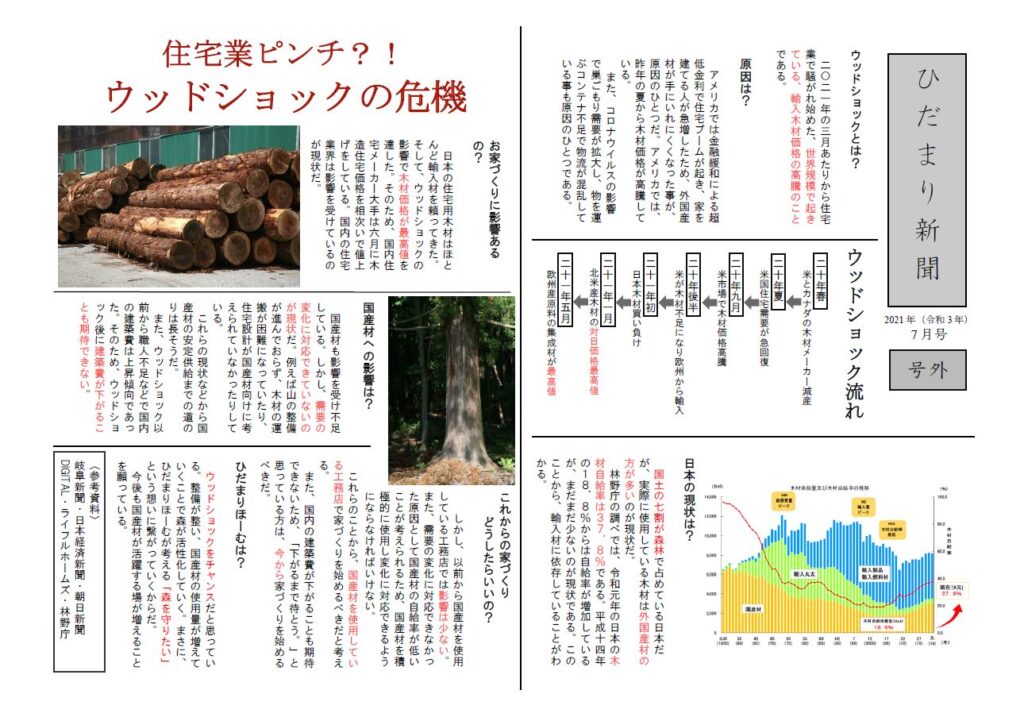 ひだまり新聞 号外！ウッドショックとは？！